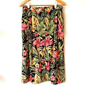Pendleton Vintage Floral Hawaiian Midi Skirt Full Button Down With Pockets